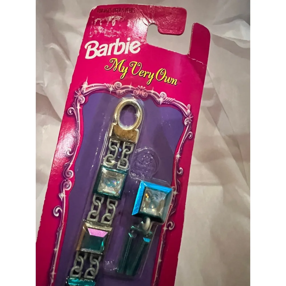Vintage 1998 Barbie My Very Own Jewelry Basics Blue Teal Bracelet Earrings NWT